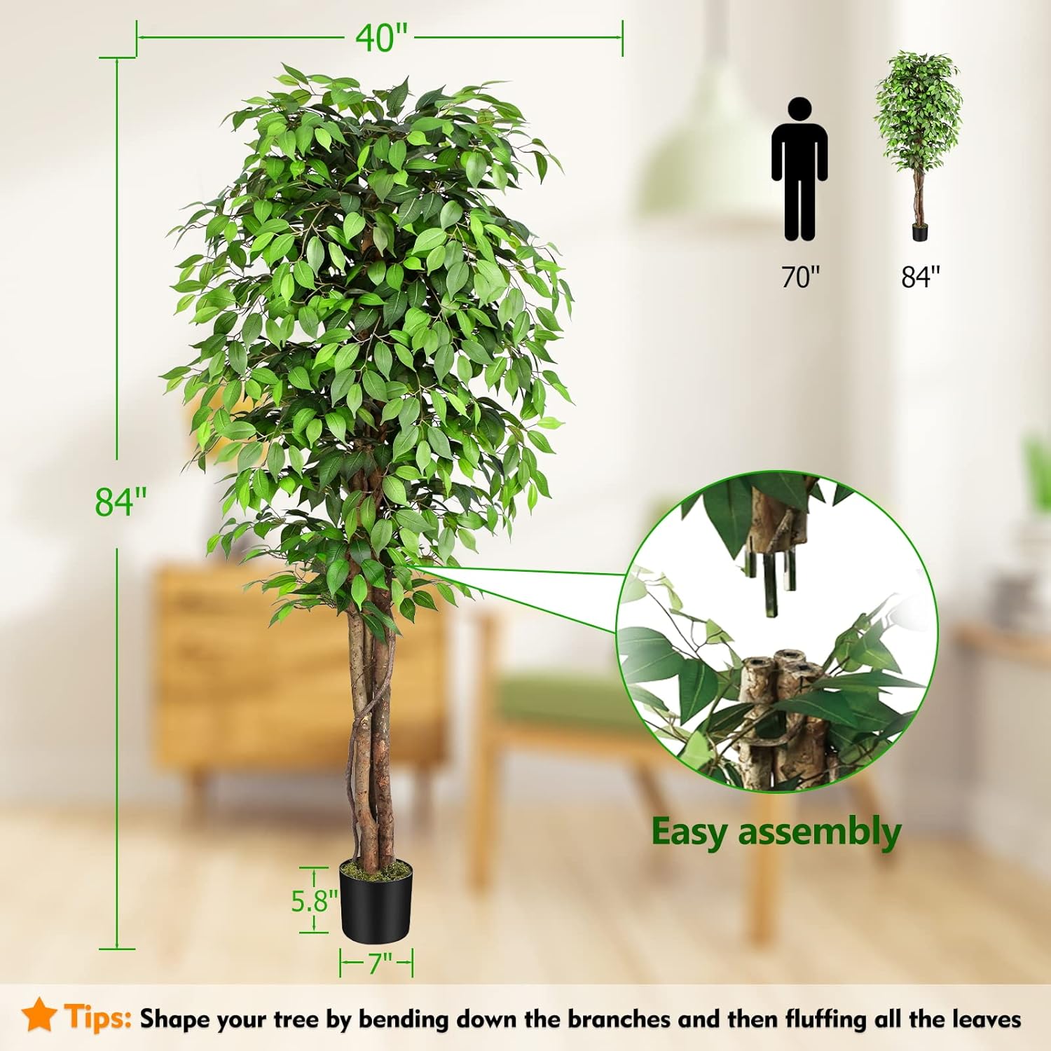 Lifelike Artificial Ficus Tree - đánh giá và giá Dracaena Marginata